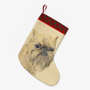 Brussels Griffon Painting - Cute Original Dog Art Small Christmas Stocking