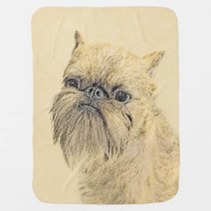 Brussels Griffon Painting - Cute Original Dog Art Stroller Blanket