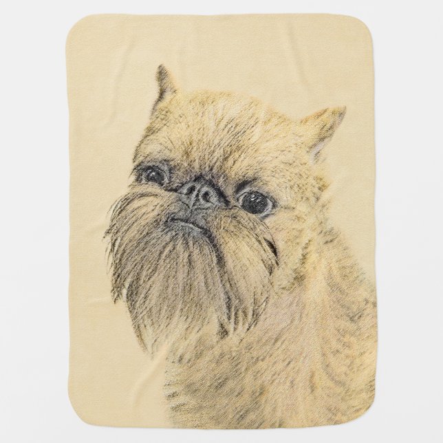 Brussels Griffon Painting - Cute Original Dog Art Stroller Blanket (Front)