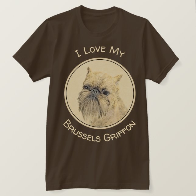 Brussels Griffon Painting - Cute Original Dog Art T-Shirt (Design Front)