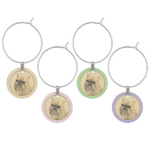 Brussels Griffon Painting - Cute Original Dog Art Wine Charm