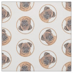 Brussels Griffon Painting Red Smooth Cute Dog Art Fabric