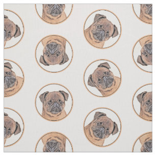 Brussels Griffon Painting Red Smooth Cute Dog Art Fabric