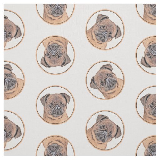 Brussels Griffon Painting Red Smooth Cute Dog Art Fabric