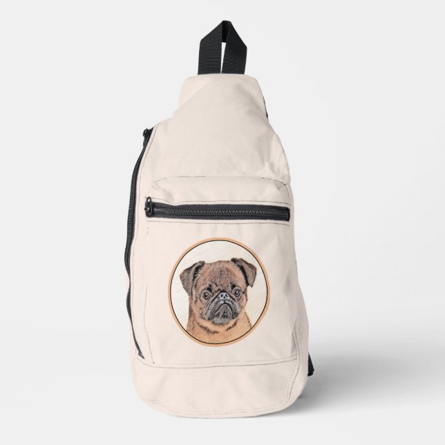 Brussels Griffon Painting Red Smooth Cute Dog Art Sling Bag (Front)