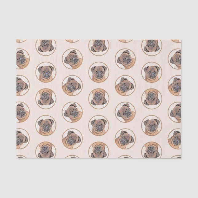 Brussels Griffon Painting Red Smooth Cute Dog Art Tissue Paper (Front)