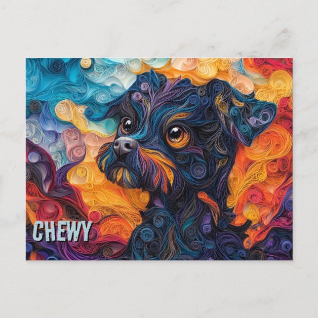 Brussels Griffon Paper Quilling Art Dog Portrait Postcard (Front)