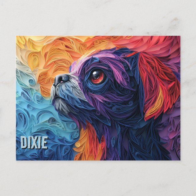 Brussels Griffon Paper Quilling Art Dog Portrait Postcard (Front)