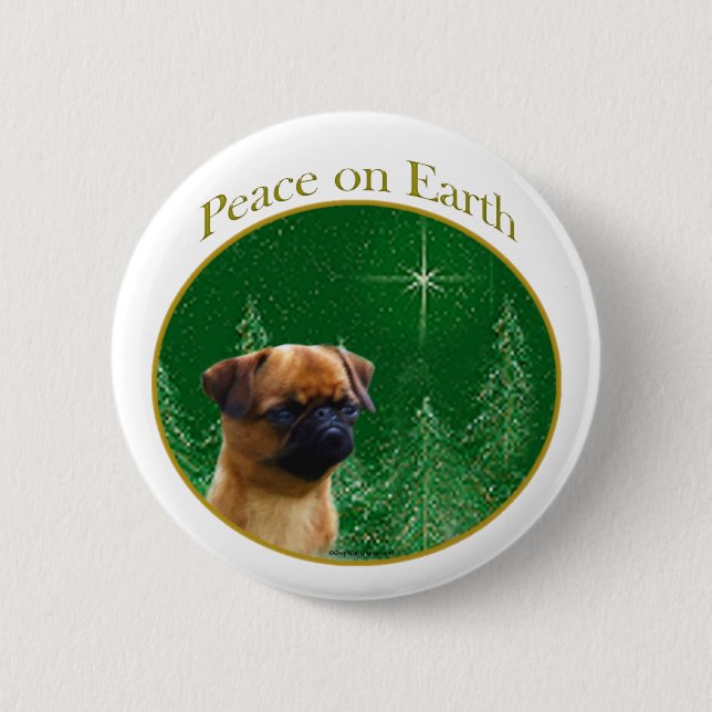 Brussels Griffon Peace Pinback Button (Front)