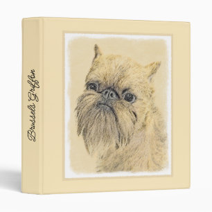 Brussels Griffon Rough Painting - Original Dog Art 3 Ring Binder