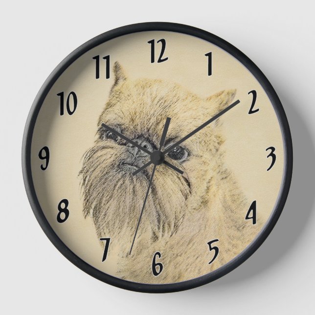 Brussels Griffon Rough Painting - Original Dog Art Clock (Front)