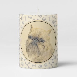 Brussels Griffon Rough Painting - Original Dog Art Pillar Candle