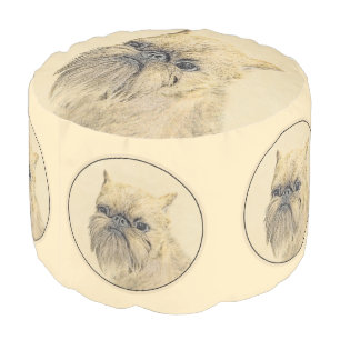 Brussels Griffon Rough Painting - Original Dog Art Pouf