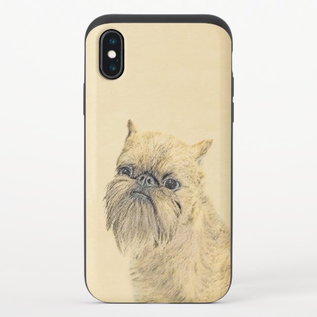 Brussels Griffon Rough Painting - Original Dog Art Uncommon iPhone Case (Back)