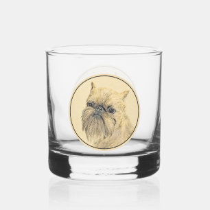Brussels Griffon Rough Painting - Original Dog Art Whiskey Glass