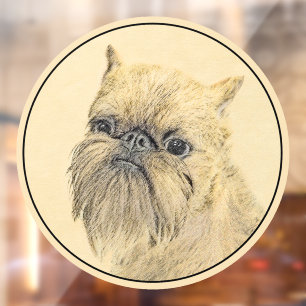 Brussels Griffon Rough Painting - Original Dog Art Window Cling