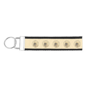 Brussels Griffon Rough Painting - Original Dog Art Wrist Keychain