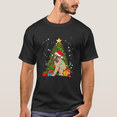 Brussels Griffon Santa Christmas Tree Light Pajama T_Shirt