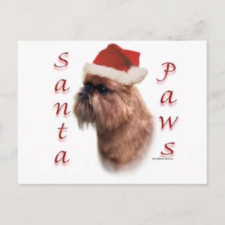 Brussels Griffon Santa Paws Holiday Postcard