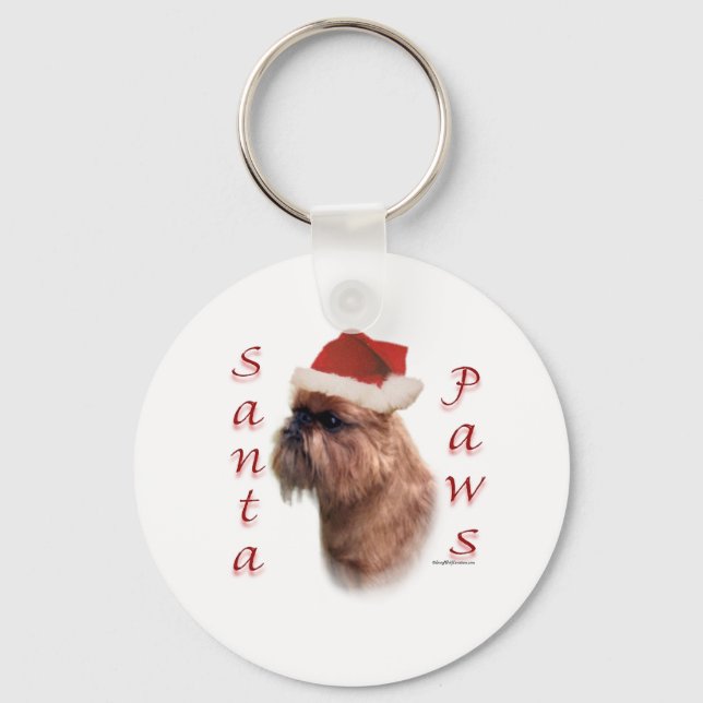 Brussels Griffon Santa Paws Keychain (Front)