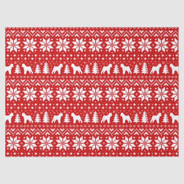 Brussels Griffon Silhouettes Christmas Pattern Red Tissue Paper (Front)