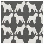 Brussels Griffon Silhouettes Grey and White Fabric