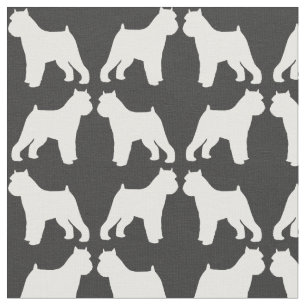 Brussels Griffon Silhouettes Grey and White Fabric