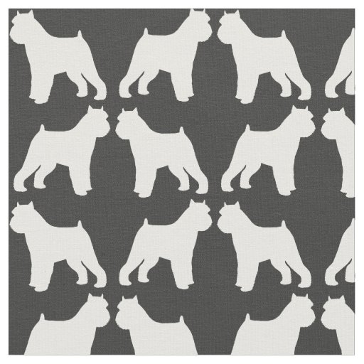 Brussels Griffon Silhouettes Grey and White Fabric