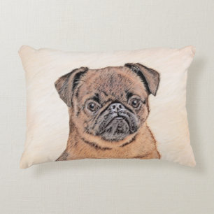 Brussels Griffon Smooth Painting Original Dog Art Accent Pillow