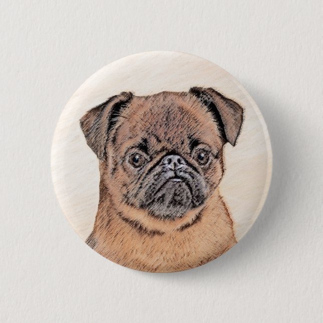 Brussels Griffon Smooth Painting Original Dog Art Button (Front)
