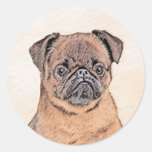 Brussels Griffon Smooth Painting Original Dog Art Classic Round Sticker