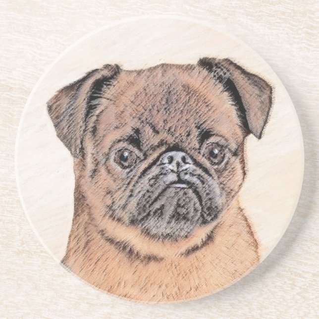 Brussels Griffon Smooth Painting Original Dog Art Coaster (Front)