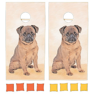 Brussels Griffon Smooth Painting Original Dog Art Cornhole Set