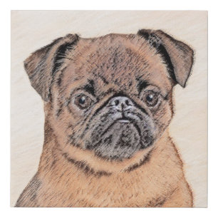 Brussels Griffon Smooth Painting Original Dog Art Faux Canvas Print