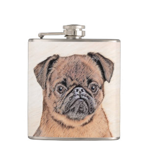 Brussels Griffon Smooth Painting Original Dog Art Flask