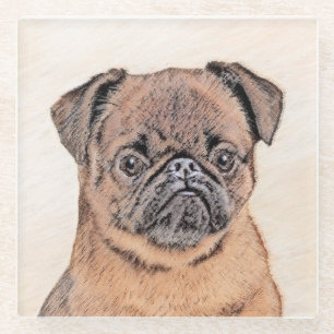 Brussels Griffon Smooth Painting Original Dog Art Glass Coaster