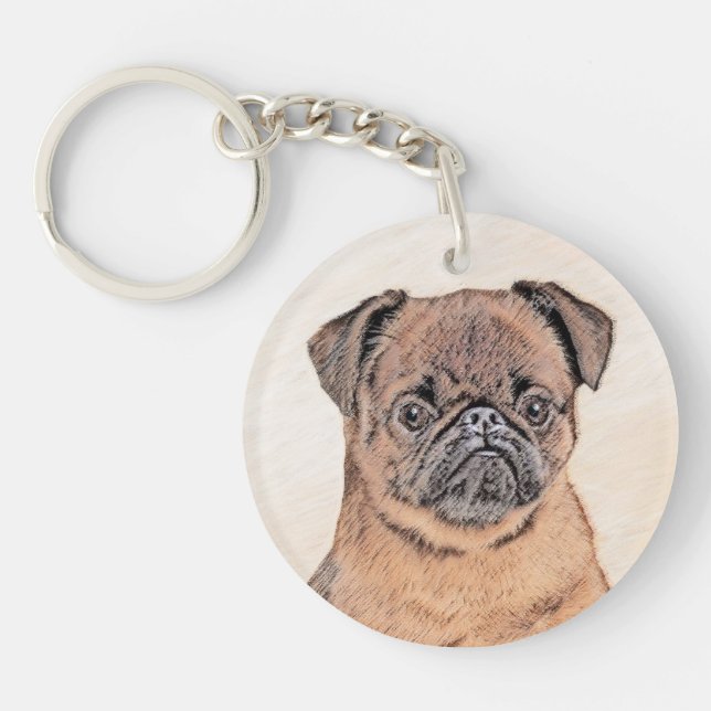Brussels Griffon Smooth Painting Original Dog Art Keychain (Front)