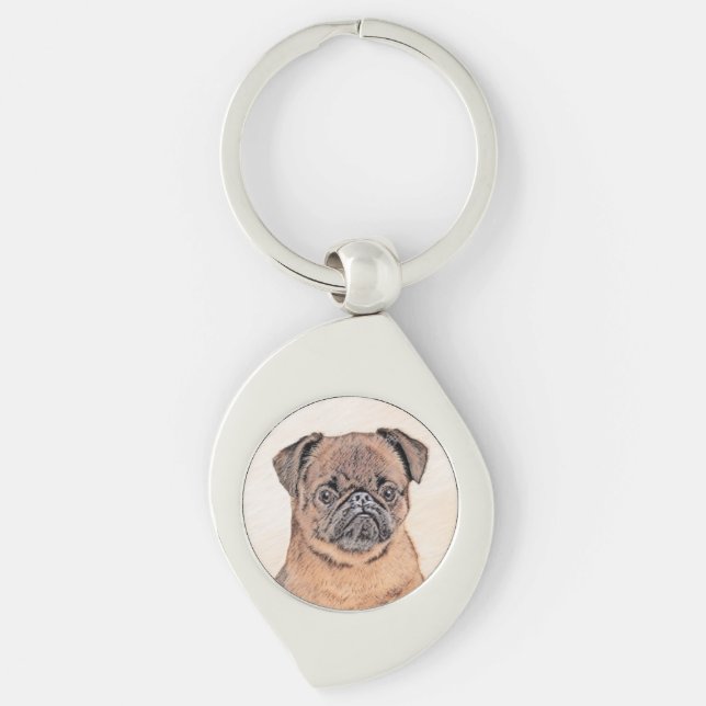 Brussels Griffon Smooth Painting Original Dog Art Keychain (Front)