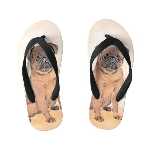 Brussels Griffon Smooth Painting Original Dog Art Kid's Flip Flops