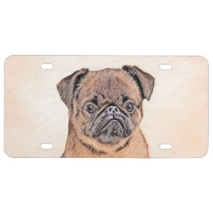 Brussels Griffon Smooth Painting Original Dog Art License Plate