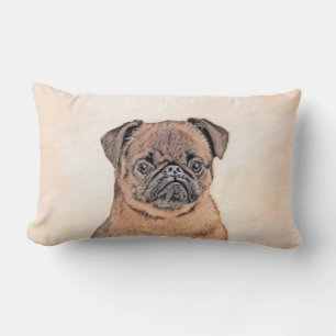 Brussels Griffon Smooth Painting Original Dog Art Lumbar Pillow