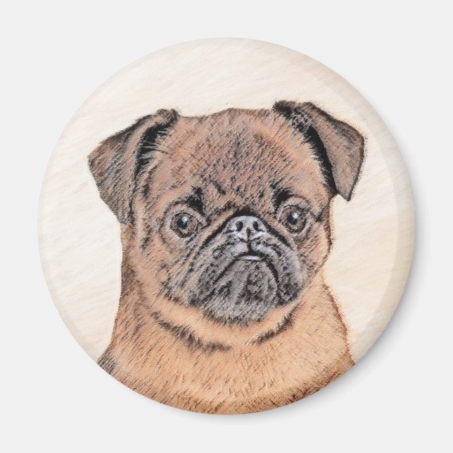 Brussels Griffon Smooth Painting Original Dog Art Magnet (Front)
