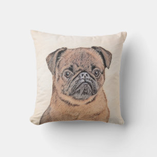 Brussels Griffon Smooth Painting Original Dog Art Outdoor Pillow