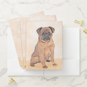 Brussels Griffon Smooth Painting Original Dog Art Pocket Folder