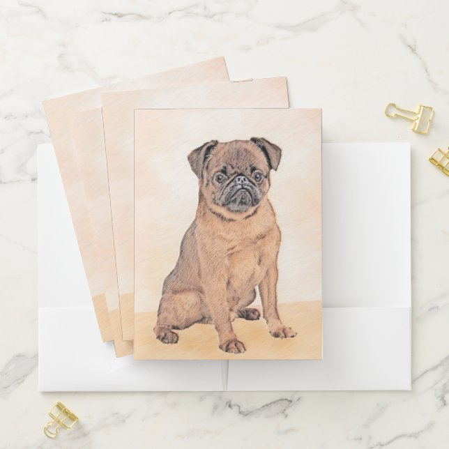 Brussels Griffon Smooth Painting Original Dog Art Pocket Folder (In Situ)