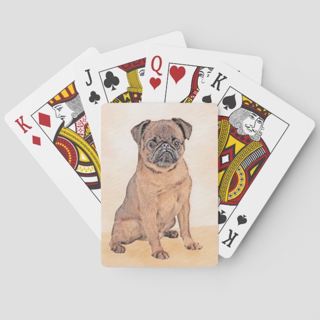 Brussels Griffon Smooth Painting Original Dog Art Poker Cards (Back)