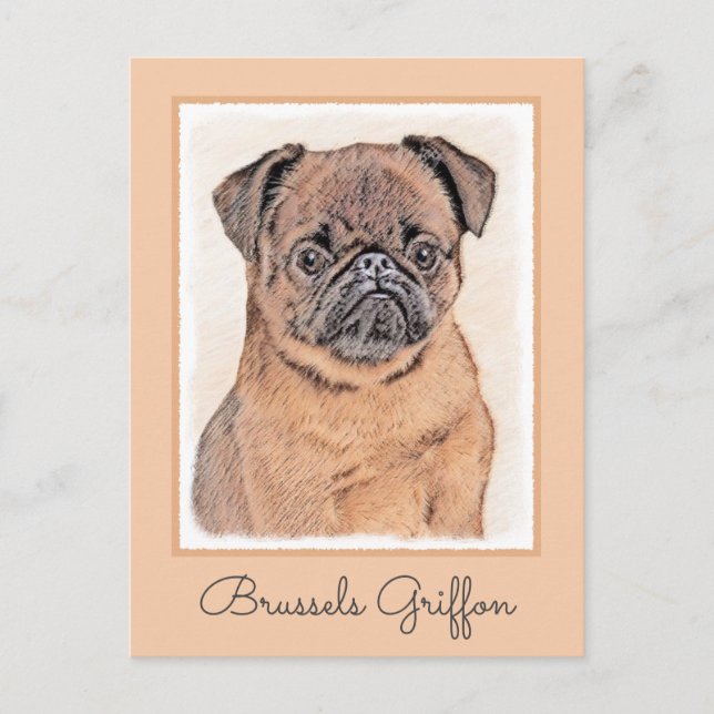 Brussels Griffon Smooth Painting Original Dog Art Postcard (Front)