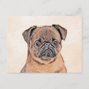 Brussels Griffon Smooth Painting Original Dog Art Postcard