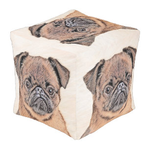Brussels Griffon Smooth Painting Original Dog Art Pouf