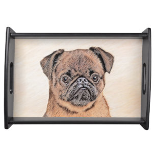 Brussels Griffon Smooth Painting Original Dog Art Serving Tray
